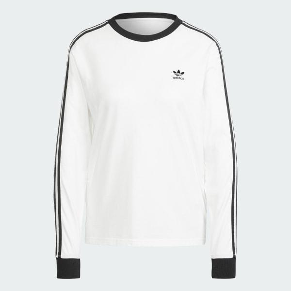 adidas Adicolor 3-Stripes Regular Long Sleeve Tee White L Womens Product Image