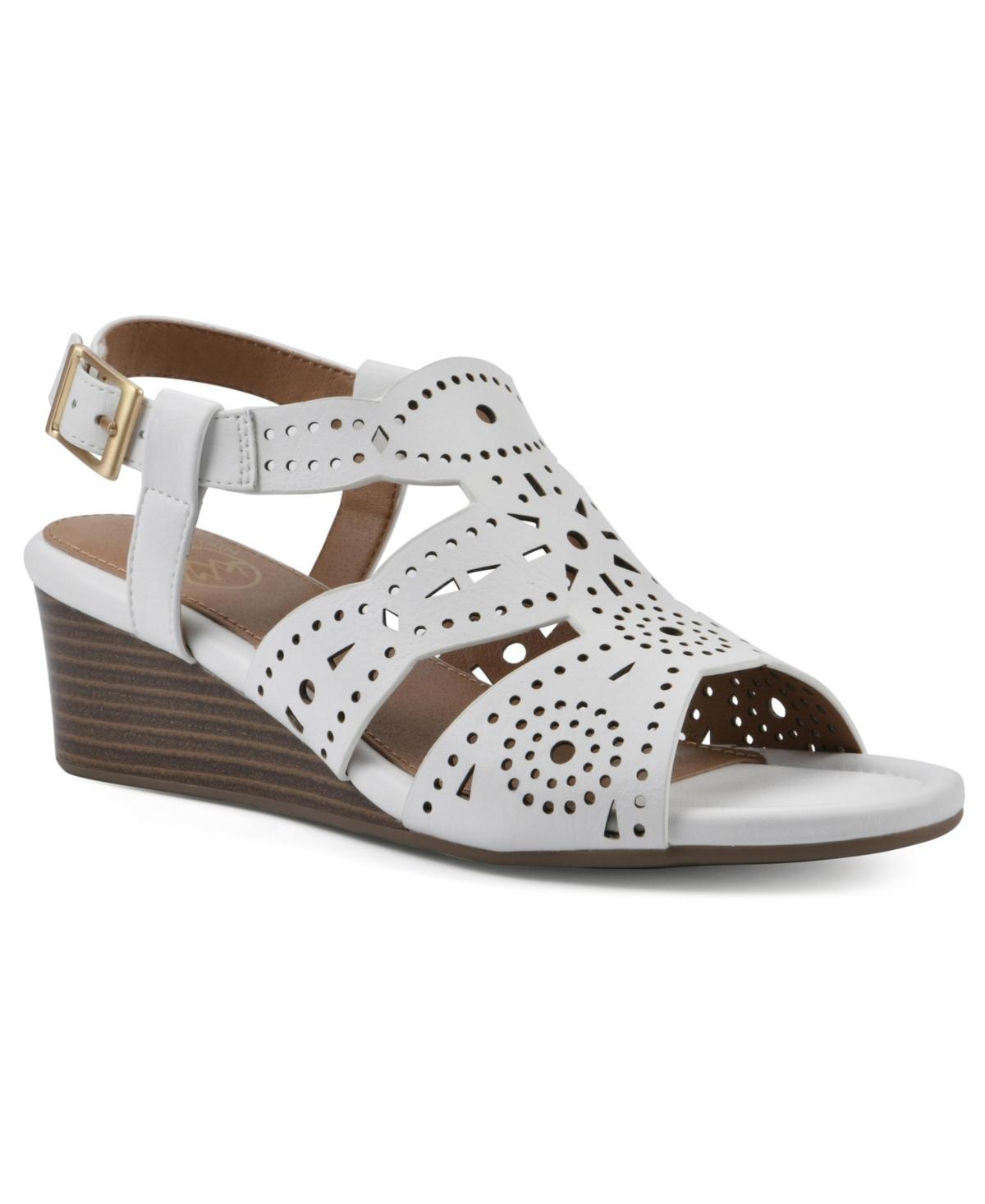 White Mountain Womens Brush Up Perforated Wedge Sandals Product Image