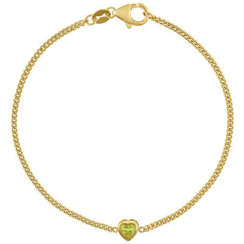 Designs by Gioelli 14k Gold Over Sterling Silver Gemstone Curb Chain Bracelet, Womens, Peridot Product Image