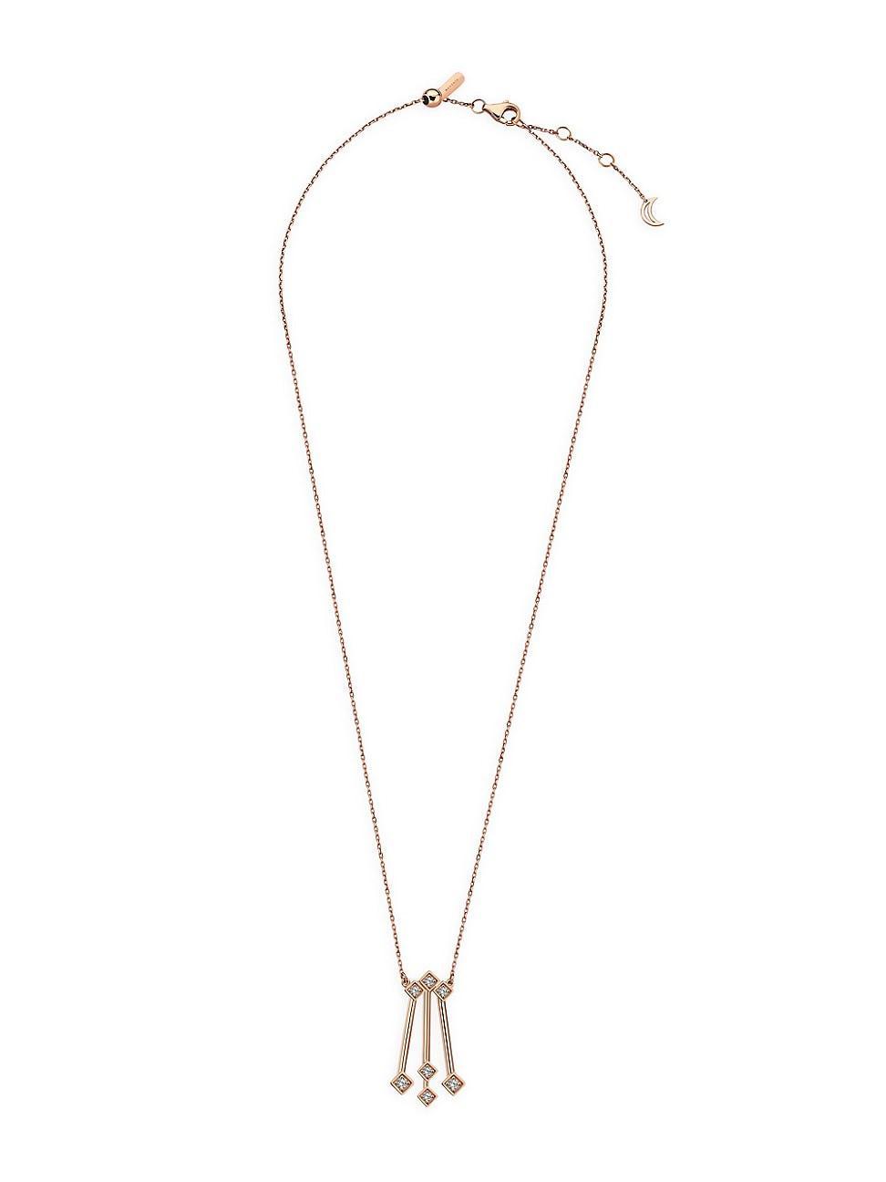 Womens Mosaic 18K Rose Gold & 0.09 TCW Three-Bar Pendant Necklace Product Image