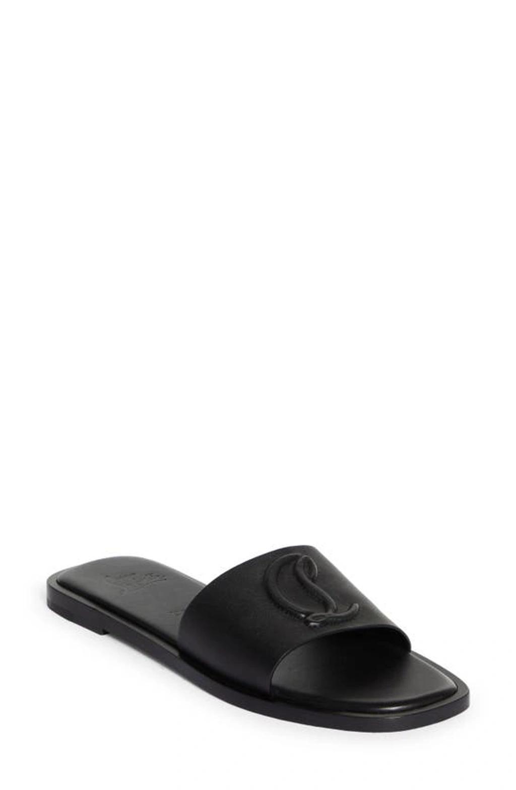 Leather Logo Red Sole Slide Sandals Product Image