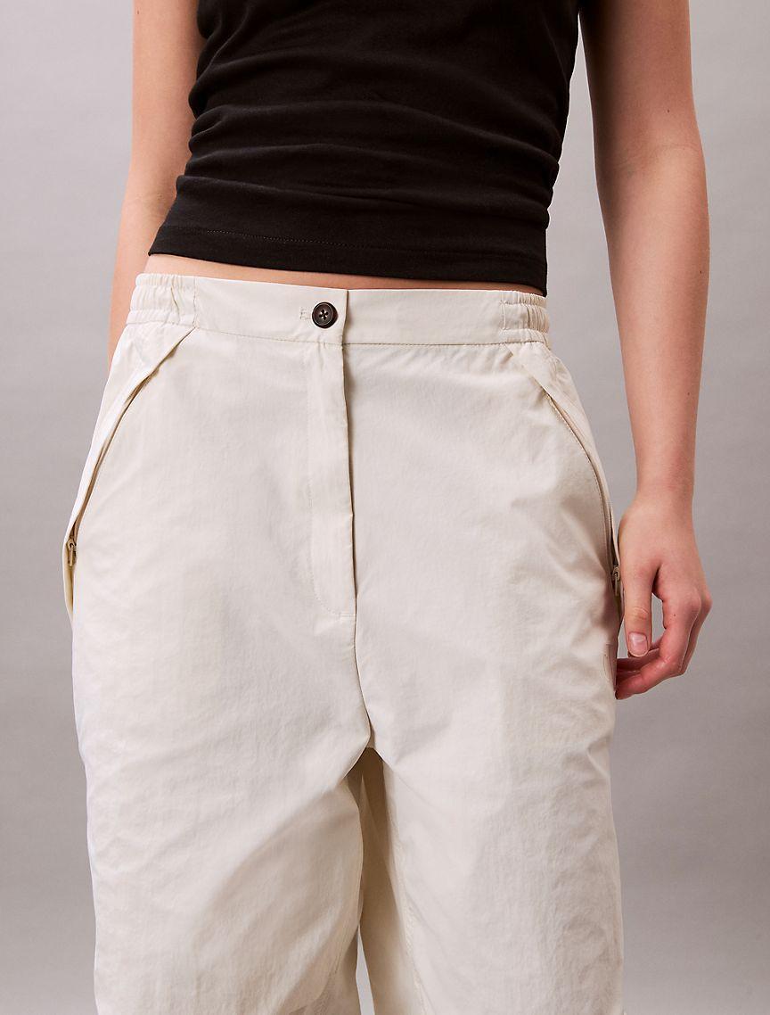Calvin Klein Women's Crinkle Nylon Parachute Pants - White - M Product Image