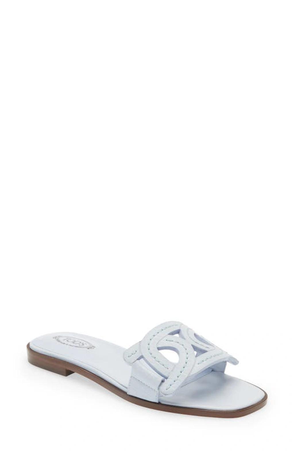 TOD'S Leather Chain-motif Sandals In Blu Product Image