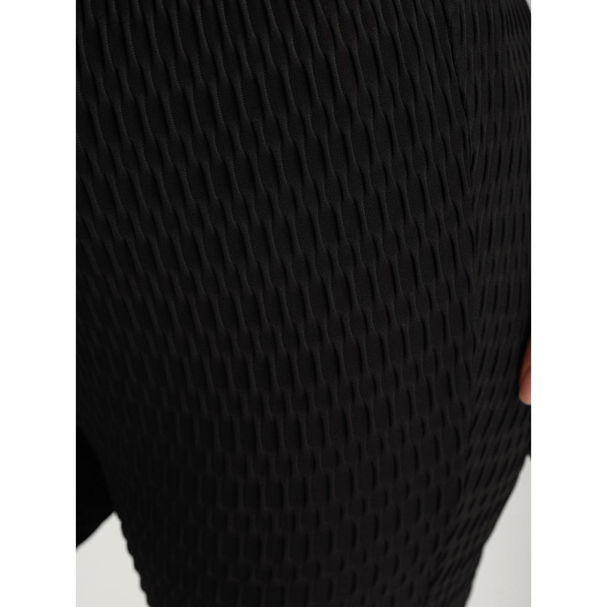 Plus Size Solid Plisse High Rise Skinny Leggings Women Black Casual High stretch Skinny High Rise Dailywear Leggings BloomChic 10/M Product Image