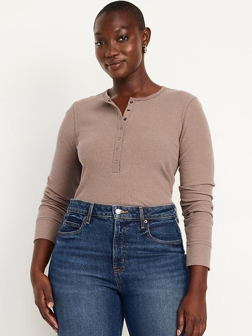 Ribbed Henley Top Product Image