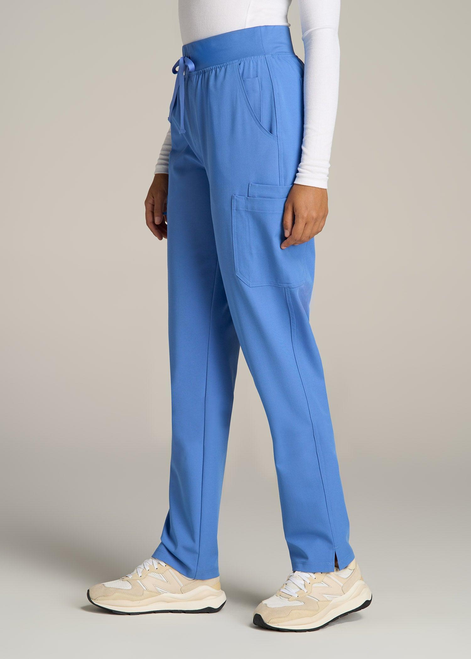 Cargo Scrub Pants for Tall Women in Deep Sky Blue Product Image