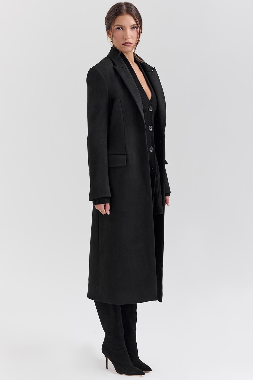 Remi Black Single Breasted Long Coat Product Image