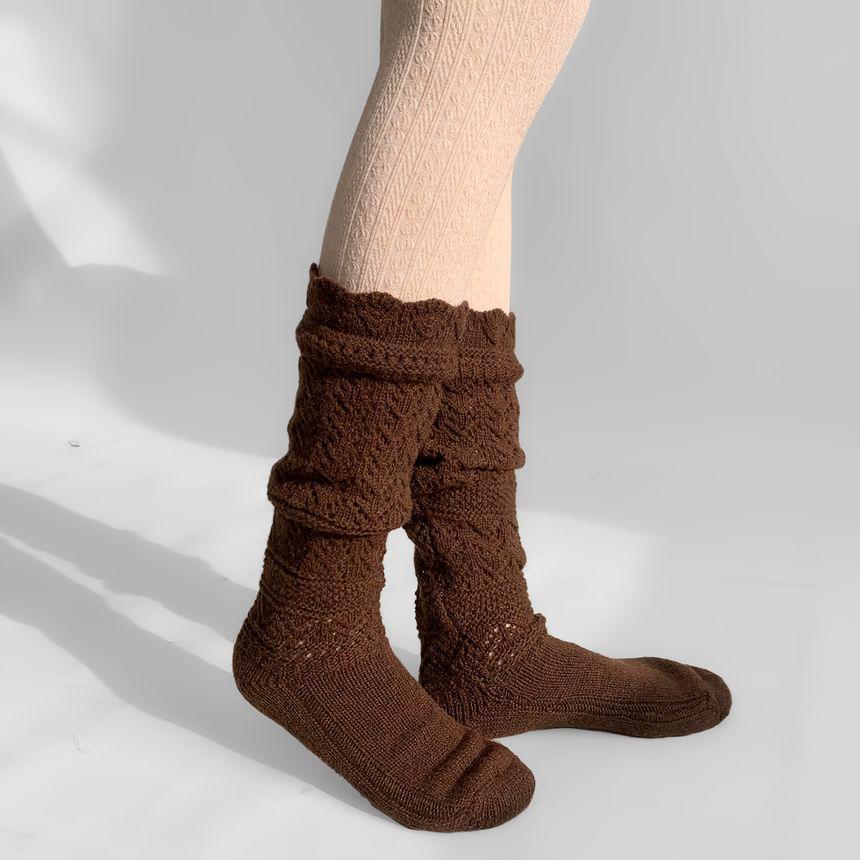 Plain Crochet Crew Socks Product Image