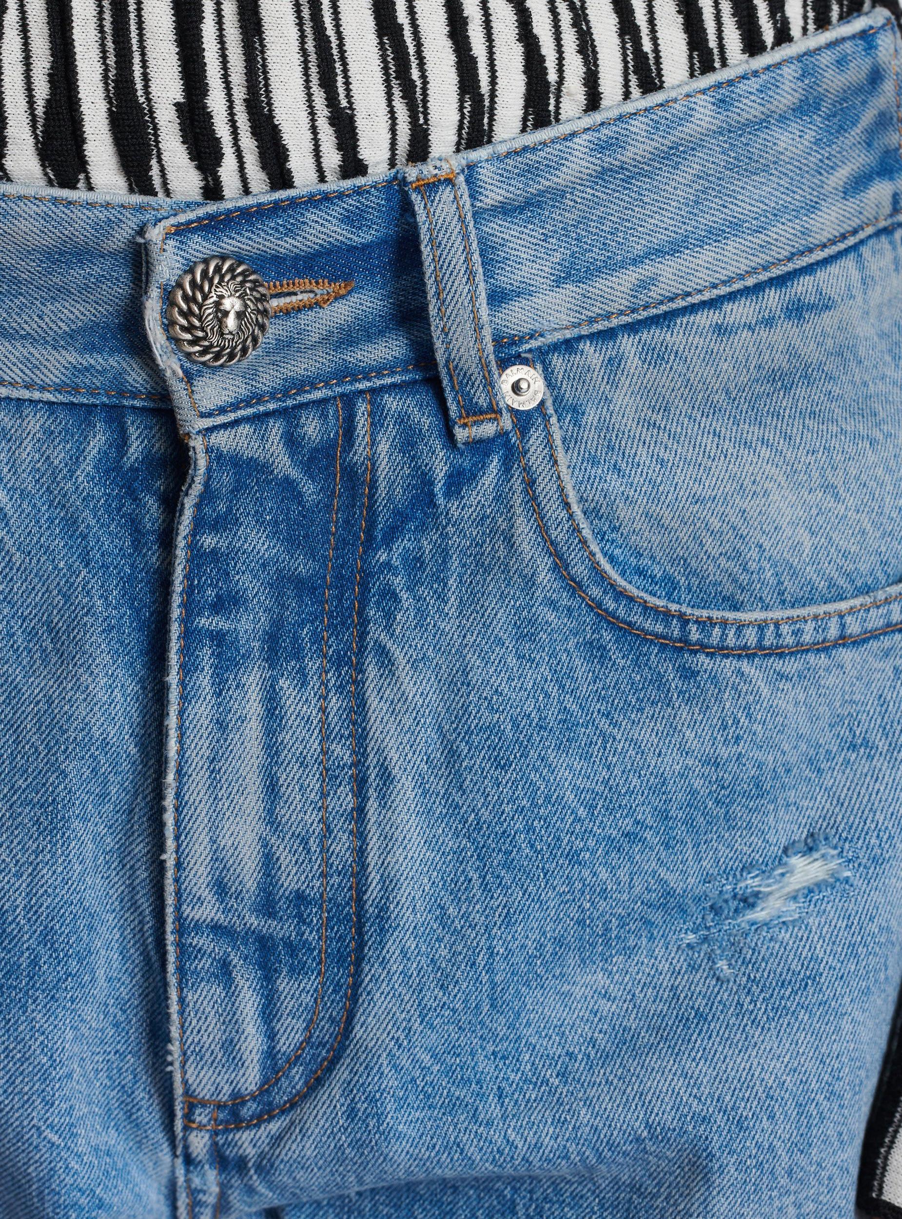 Loose-fit denim and knit jeans Product Image