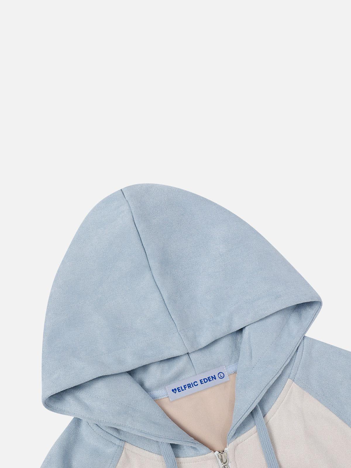 Aelfric Eden Suede Star Patchwork Zip Up Hoodie Product Image