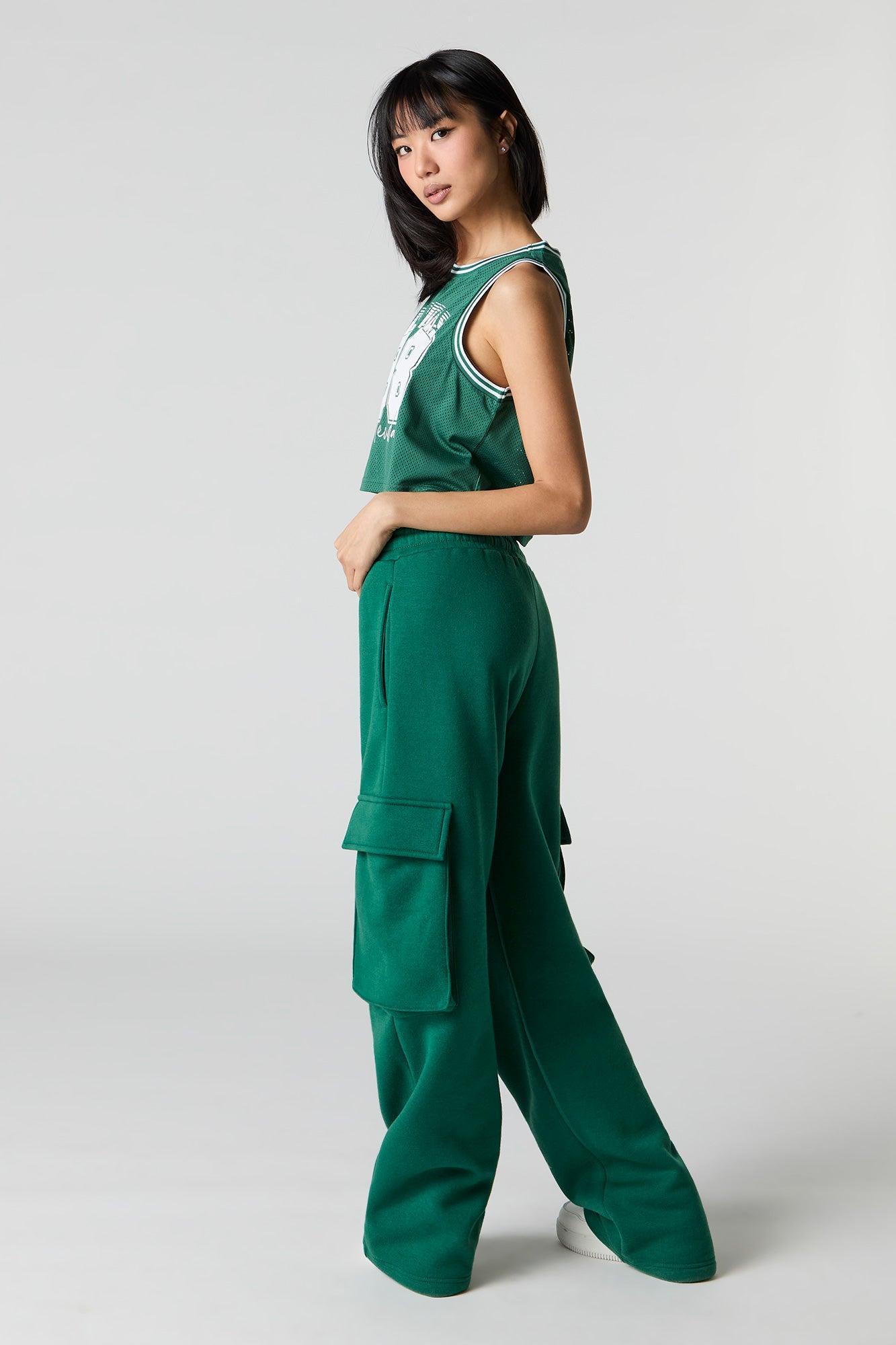 Fleece Wide Leg Cargo Sweatpant Female Product Image