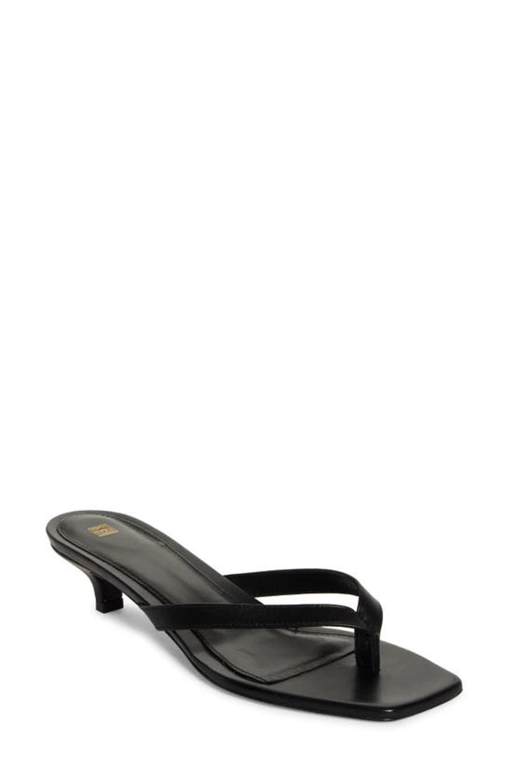 Womens Leather Flip-Flop Kitten-Heel Sandals Product Image