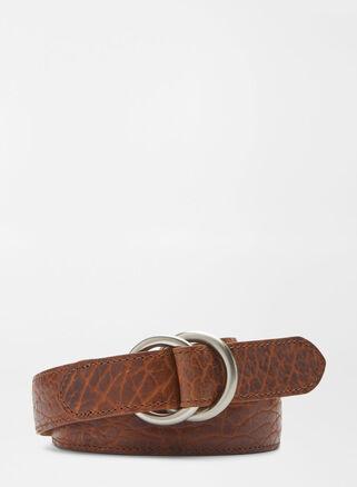 Peter Millar Mens Pebbled Bison O-Ring Belt | Color: Cognac | Size: 30 Product Image