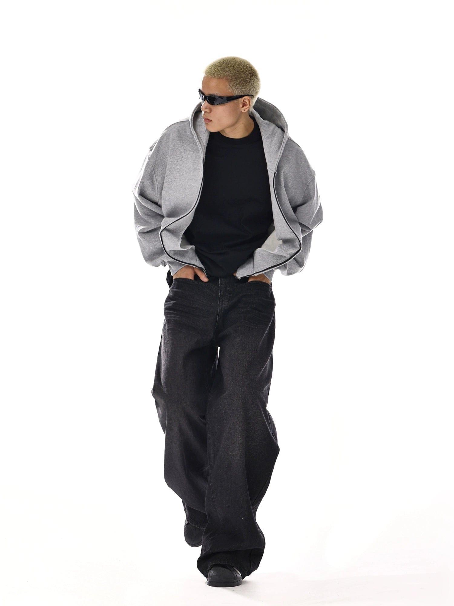 RT No. 12055 BLACK RELAX STRAIGHT DENIM JEANS Product Image