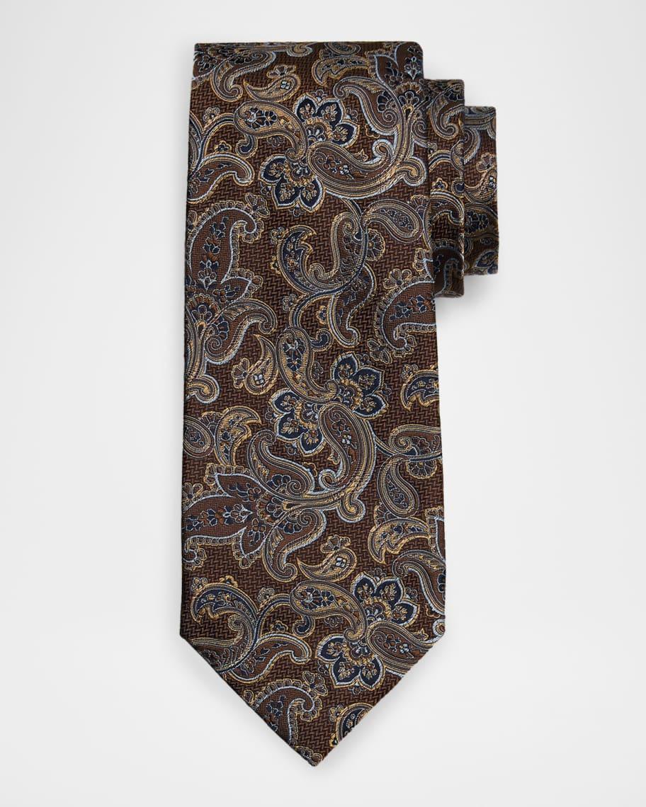 Mens Woven Paisley Silk Tie Product Image