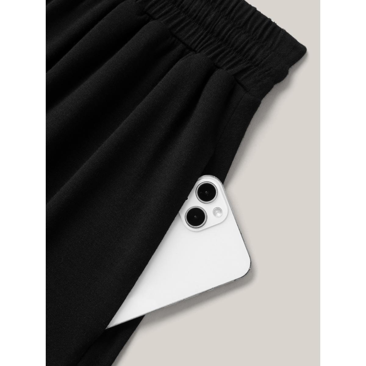 Plus Size Supersoft Waist-Tie A-Line Maxi Skirt Women Black Elegant Drawstring Medium stretch Slanted pocket Everyday Skirts BloomChic 14-16/1X Product Image