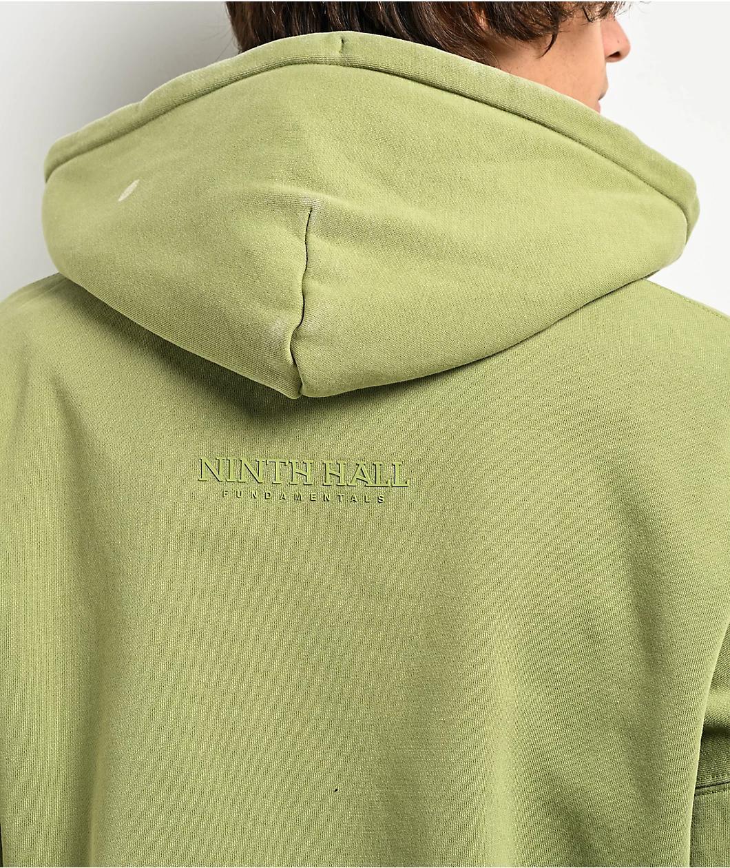 Ninth Hall Fundamentals Light Green Wash Boxy Zip Hoodie Product Image