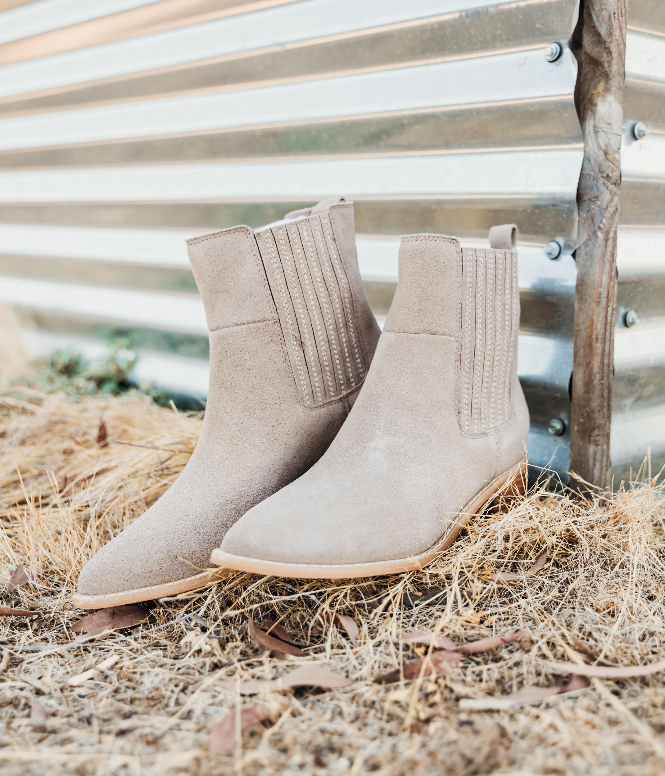 Leonor Suede Ankle Boot in Taupe (Online Exclusive) Product Image