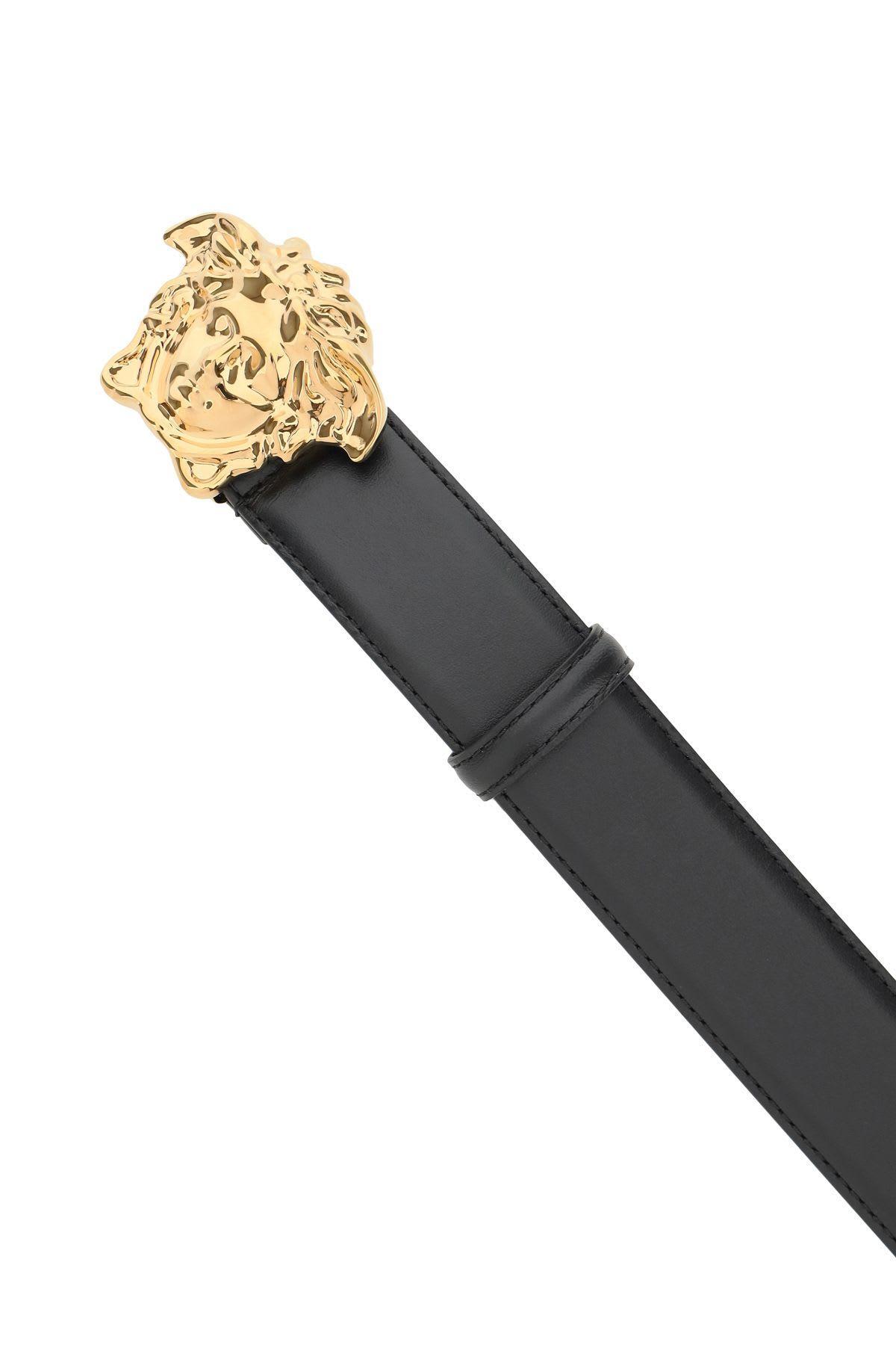 VERSACE La Medusa Leather Belt Man Belt Black Size 39.5 Calfskin Product Image