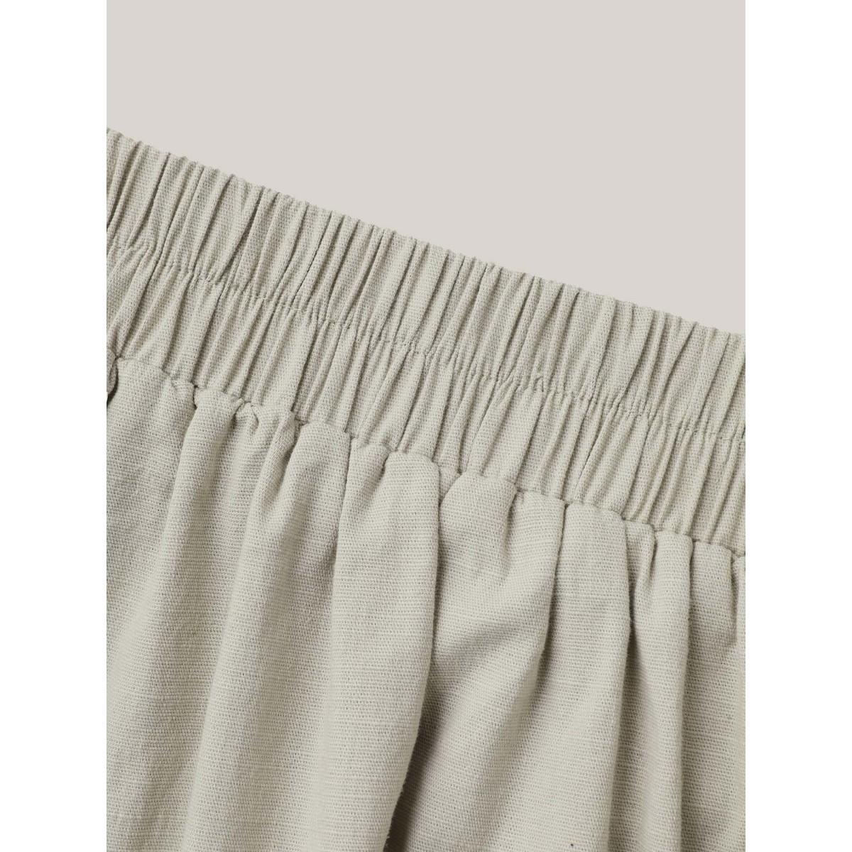 Plus Size Cotton Linen Blend Stretchy Wide-Leg Pants Women Champagne Resort Wide Leg Mid Rise Vacation Pants BloomChic 14-16/1X Product Image
