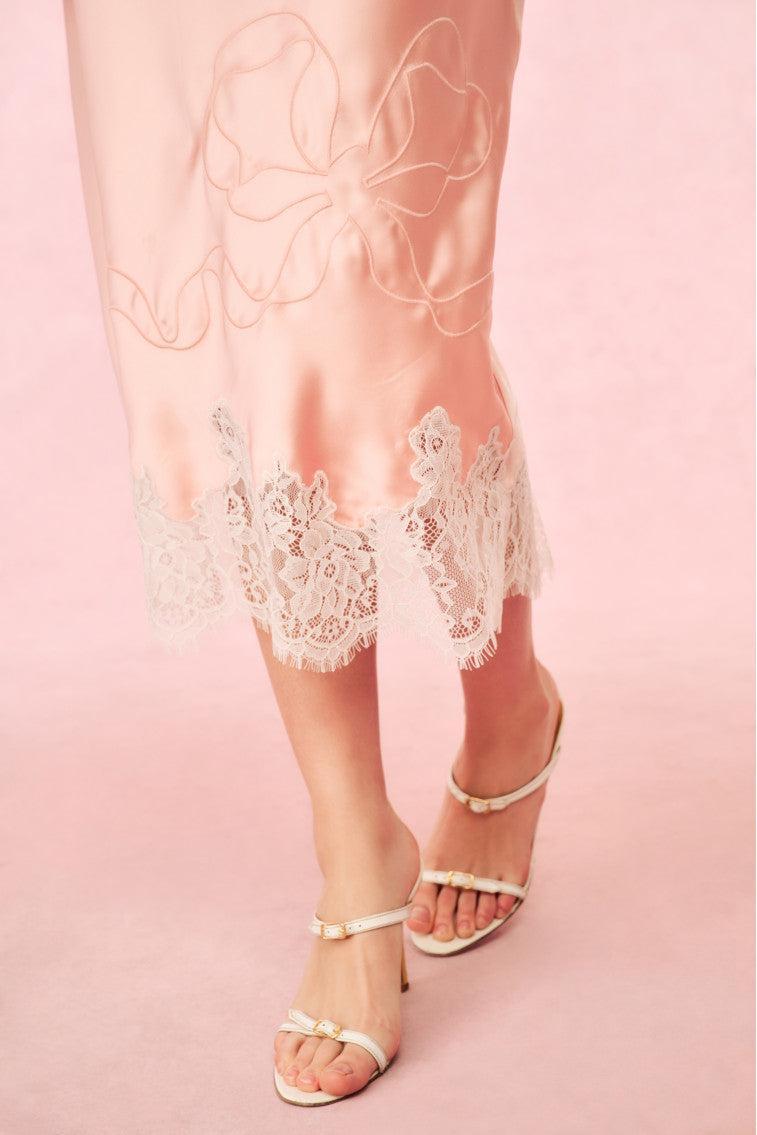 Malina Satin Midi Slip Skirt Product Image