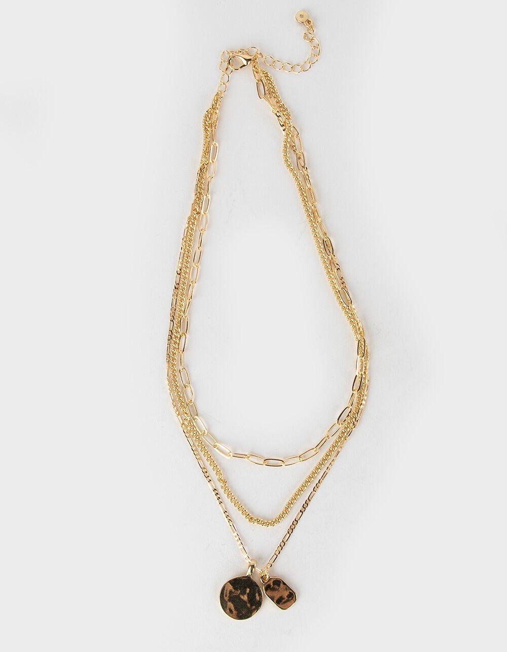 FULL TILT 3 Piece Layered Coin Necklaces - GOLD Product Image