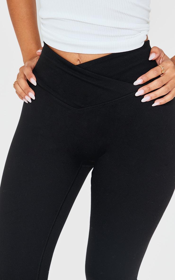 Petite Black Snatched Sculpt Wrap Over Leggings Product Image