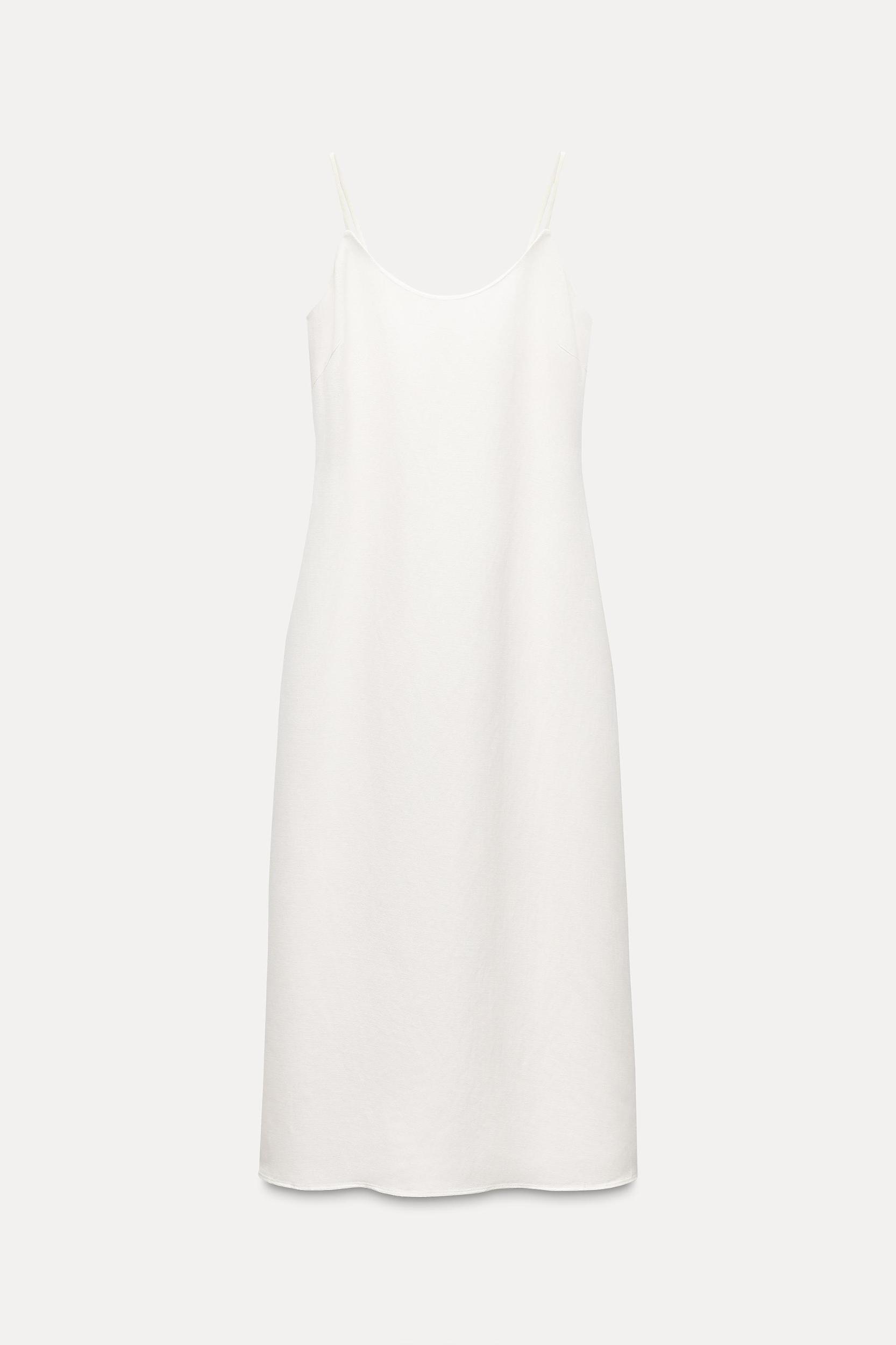 LINEN BLEND MIDI DRESS ZW COLLECTION Product Image