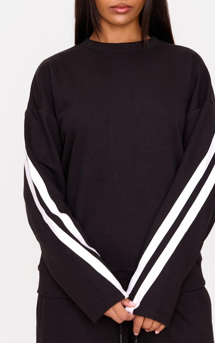Black Contrast Striped Oversized Sweatshirt Product Image