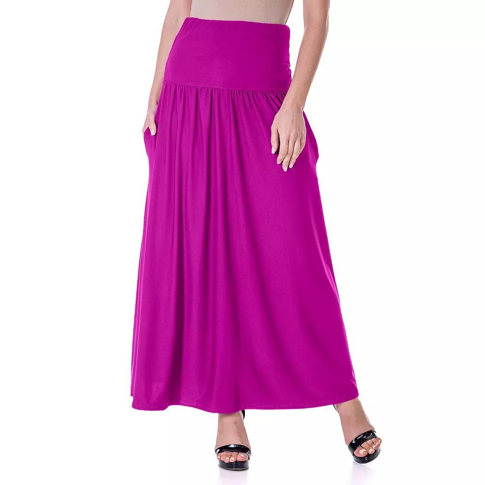 Women's 24Seven Comfort Apparel Foldover Maxi Skirt With Pockets, Size: Medium, Green Product Image