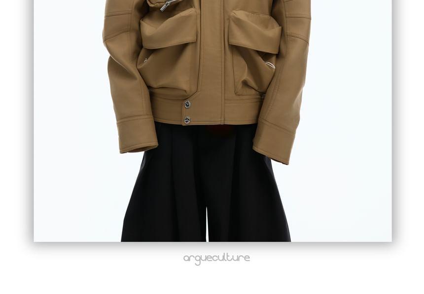 Collared Button-Up Plain Jacket Product Image