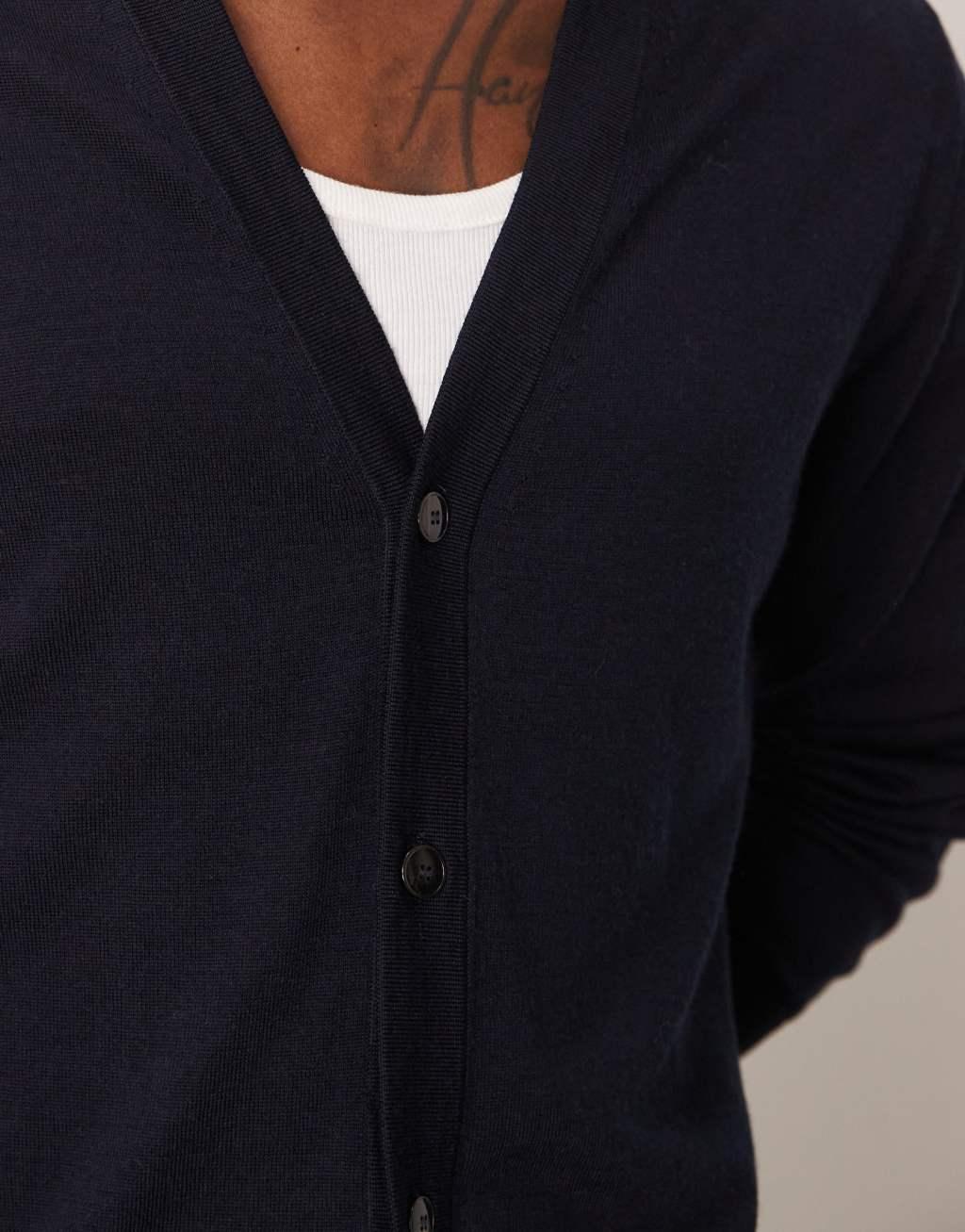 Mango knit cardigan in navy Product Image