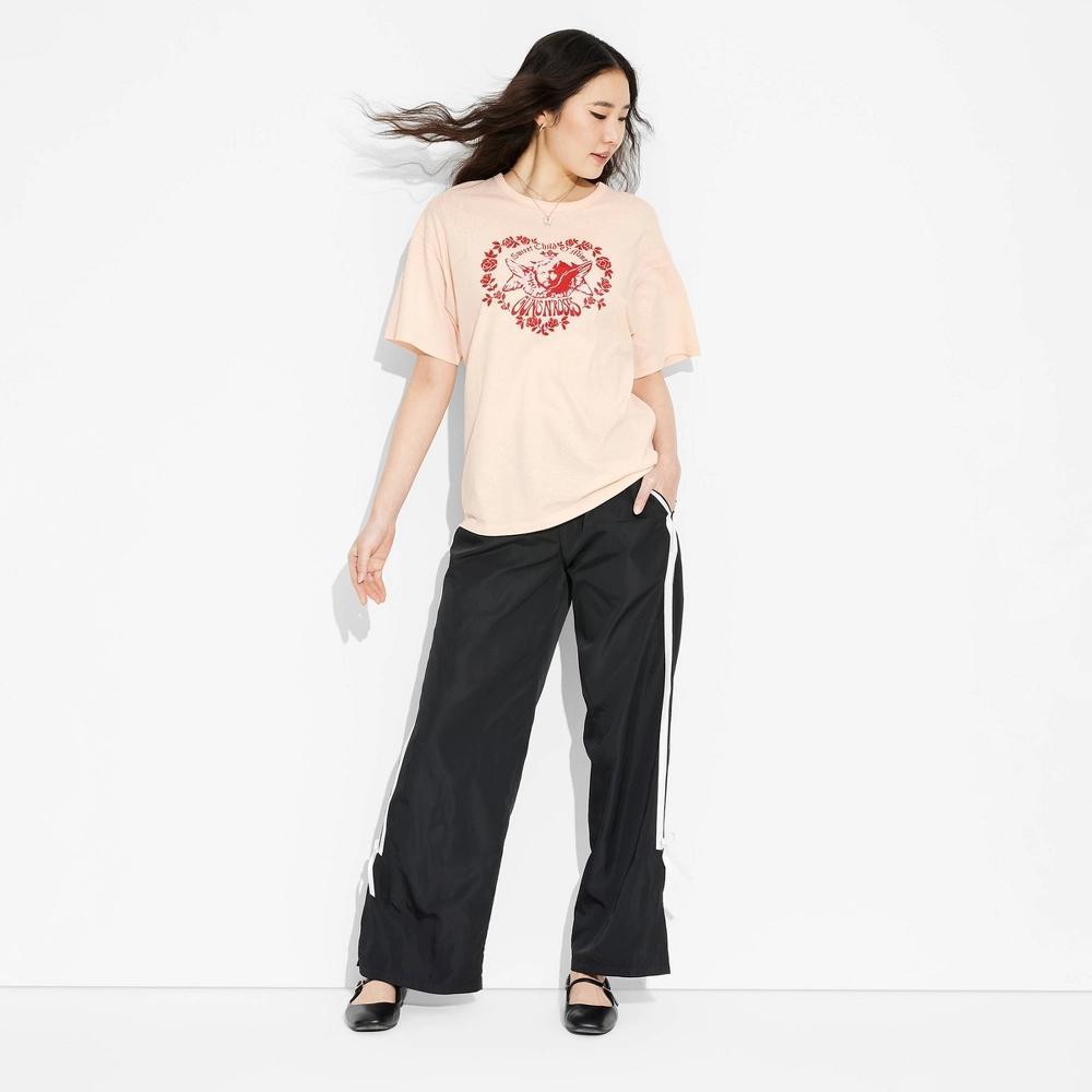 Women's Guns N' Roses Oversized Short Sleeve Graphic T-Shirt - Light Pink Product Image
