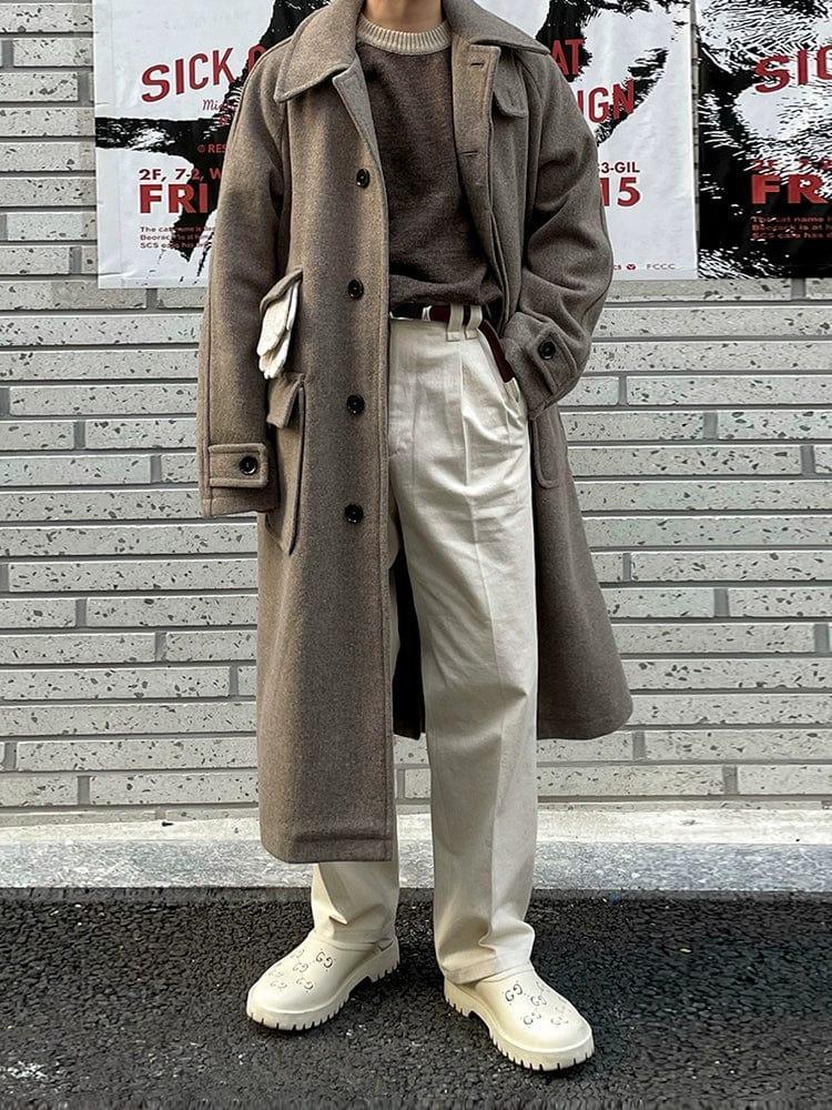 RT No. 10613 BROWN WOOLEN TRENCH COAT Product Image
