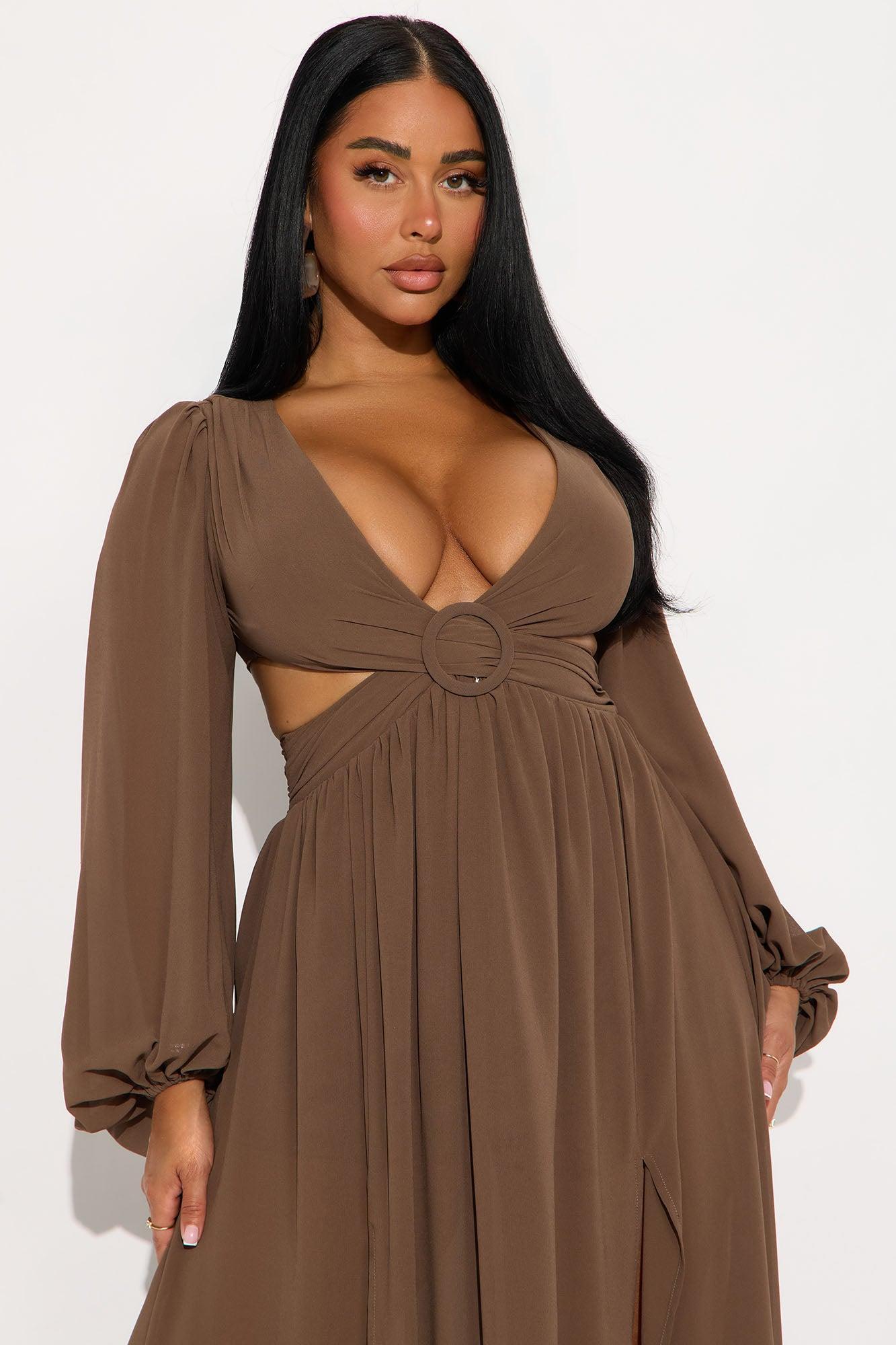 Coastal Chic Chiffon Maxi Dress - Brown Product Image