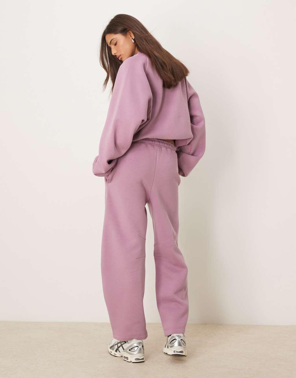 ASOS DESIGN barrel leg sweatpants in dusky pink - part of a set Product Image