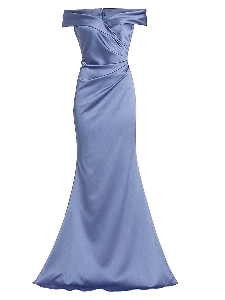 Womens Satin Off-The-Shoulder Gown Product Image