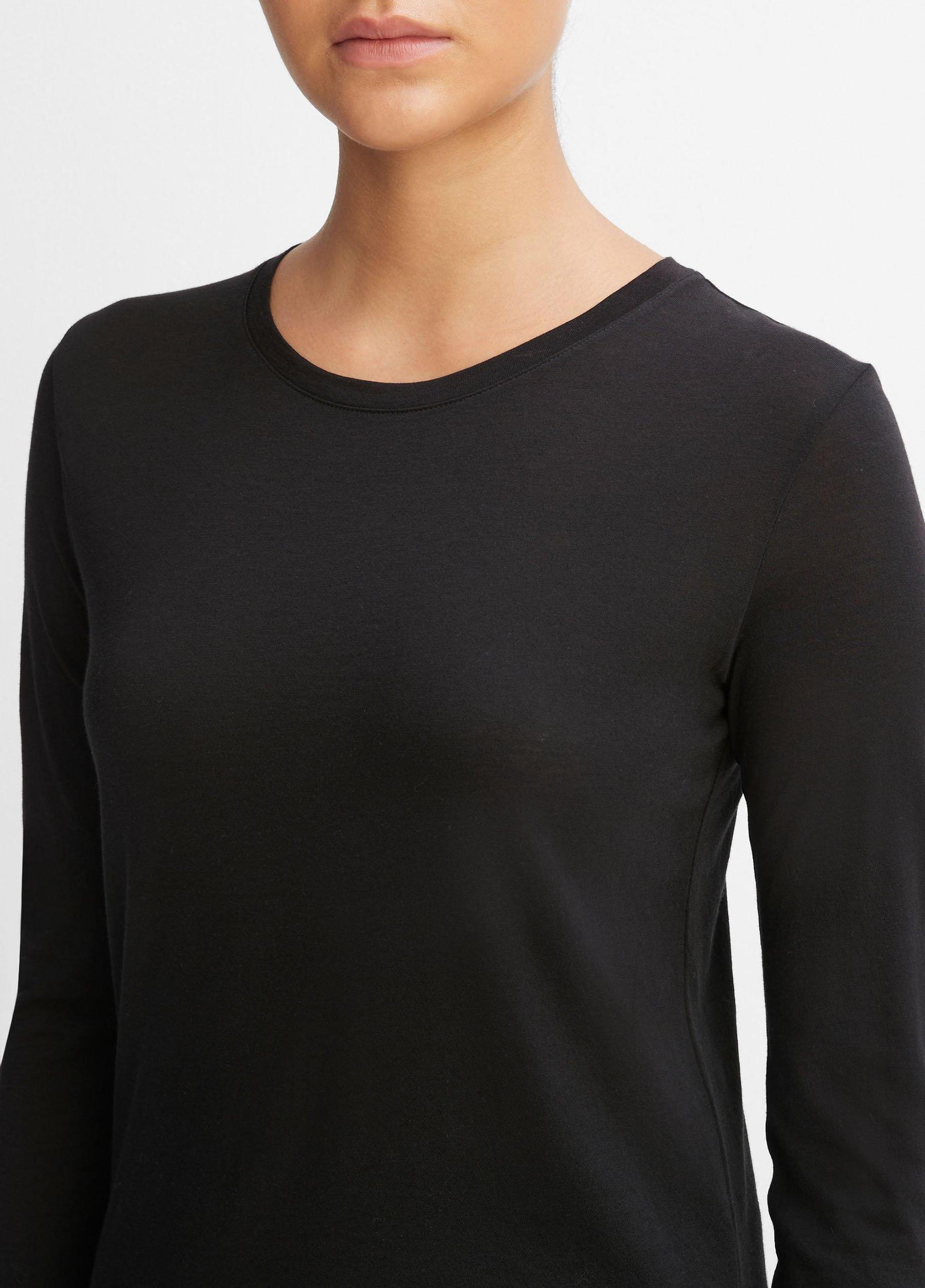 Womens Essential Long Sleeve Crew Neck T-Shirt, Heather Grey, Size XL Vince Product Image