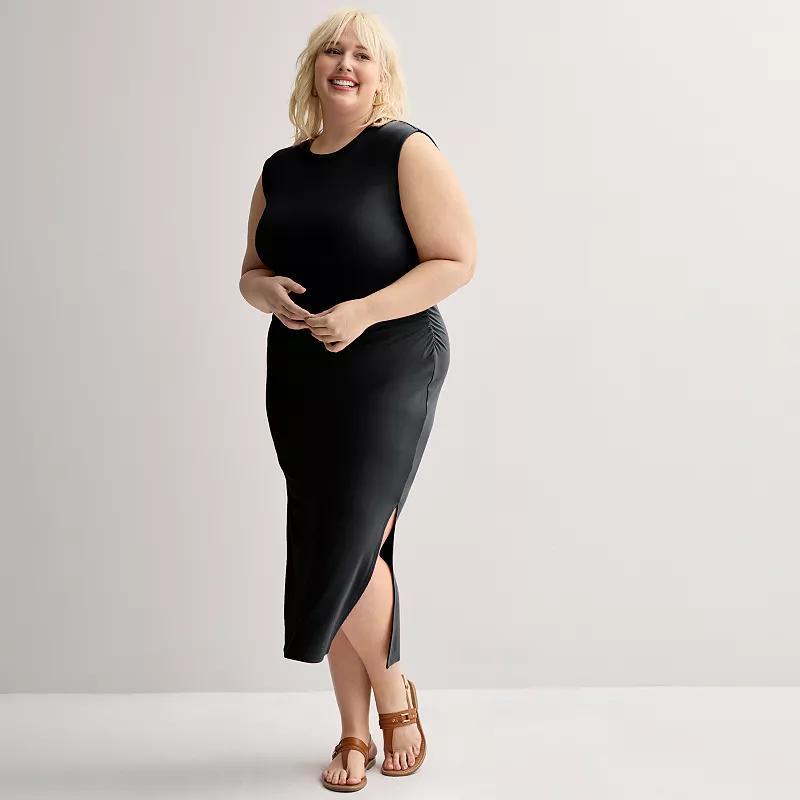 Plus Size INTEMPO™ Sleeveless Shirred Dress, Women's, Size: 0X, Black Product Image