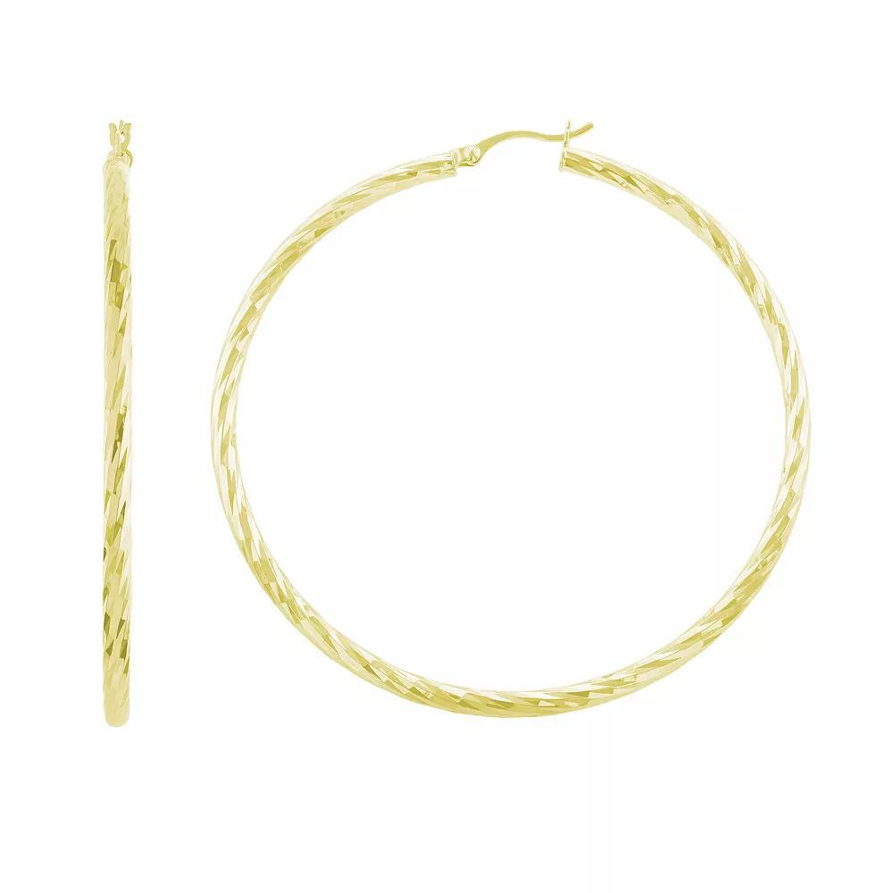 Athra NJ Inc Sterling Silver Textured Hoop Earrings, Women's, Gold Tone Product Image