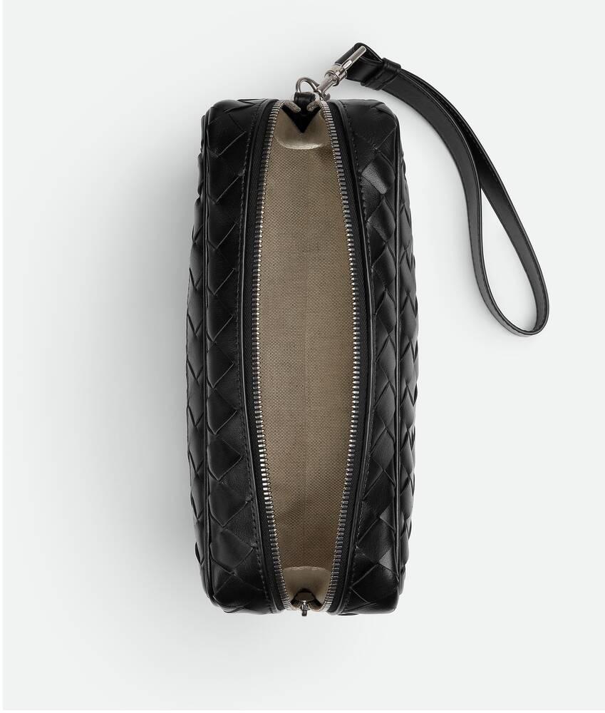 Men's Intrecciato Pouch With Wristlet in Black Product Image