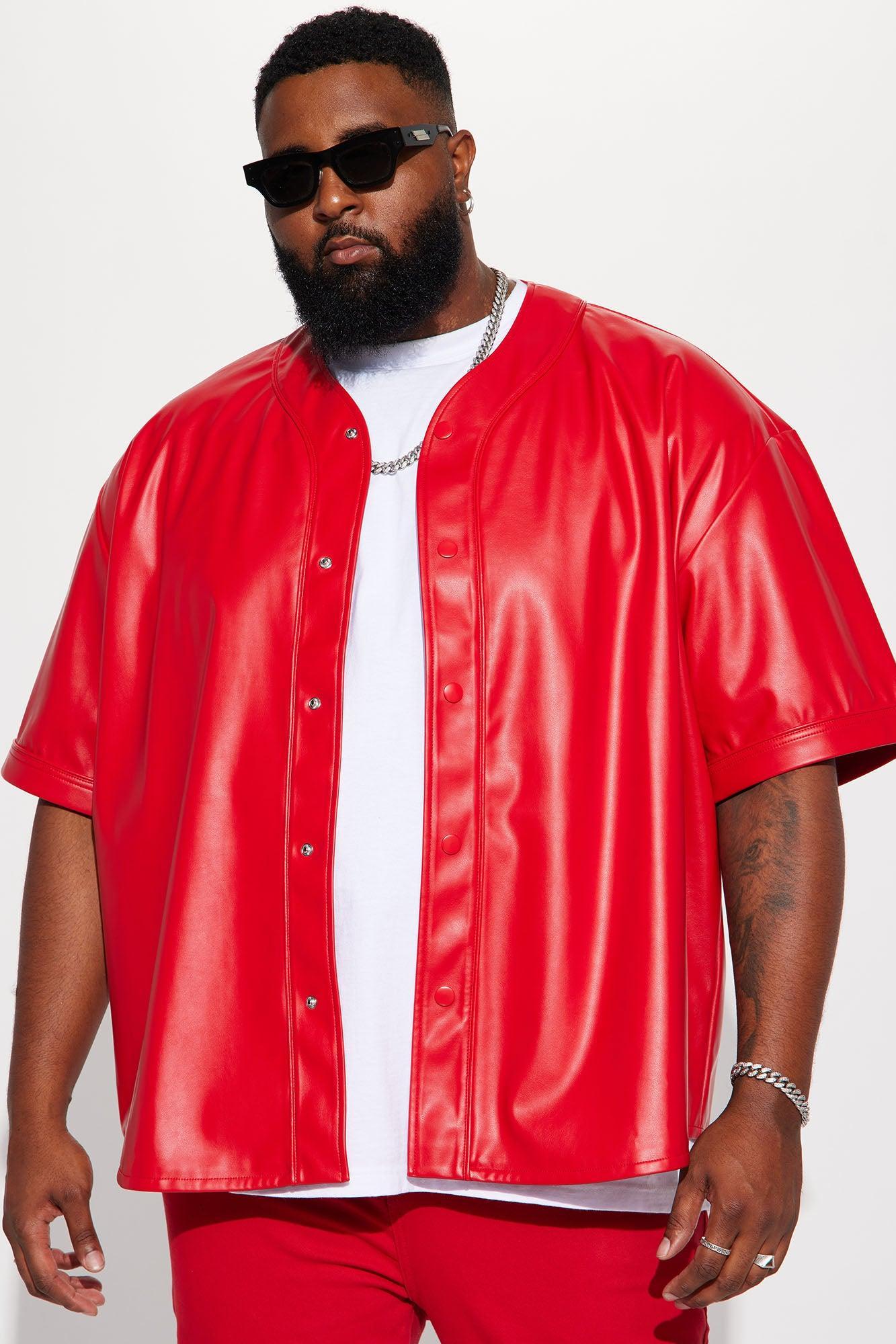 Homerun Faux Leather Short Sleeve Jersey - Red Product Image
