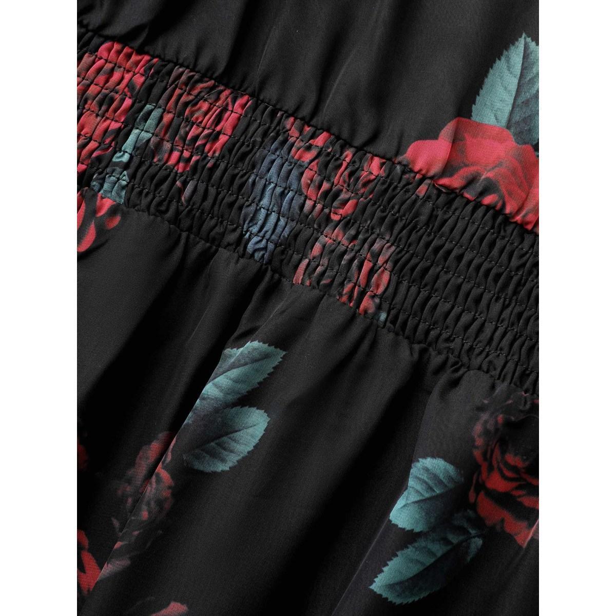 Plus Size Cami Lace Floral Waist Cinching Midi Dress Black Women Cocktail Woven ribbon&lace trim Party Curvy Bloomchic 28/5X Product Image