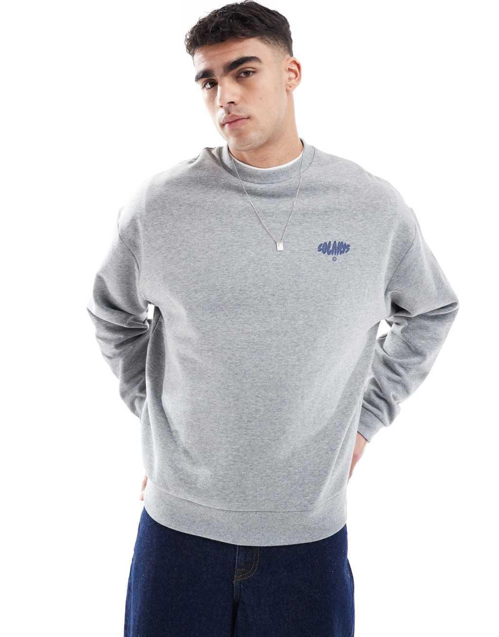 ASOS DESIGN oversized sweatshirt with bubble back print in gray heather Product Image