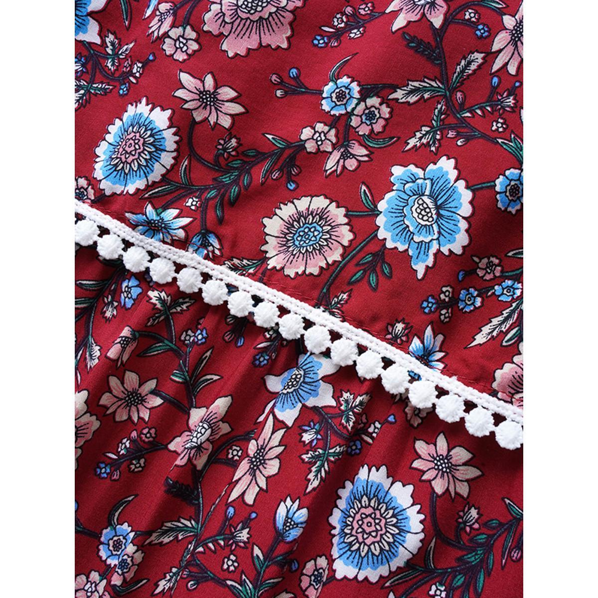 Plus Size Bandana Print Spaghetti Strap Pocket Ruffles Asymmetrical Hem Maxi Dress Scarlet Women Resort Non Non Sleeveless Curvy Long Dress BloomChic 28/5X Product Image