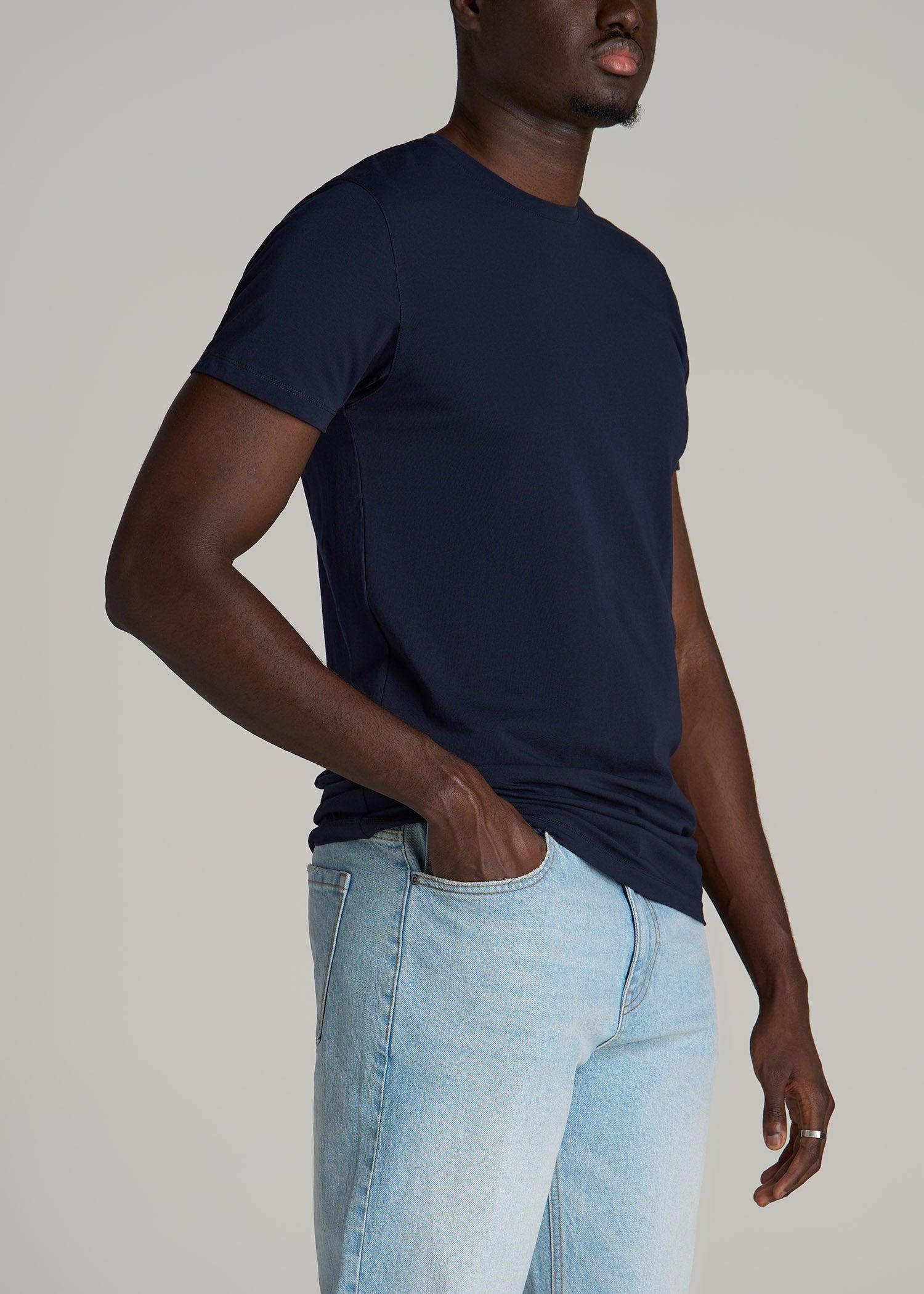The Essential MODERN-FIT Crewneck Tee for Tall Men in True Navy Product Image