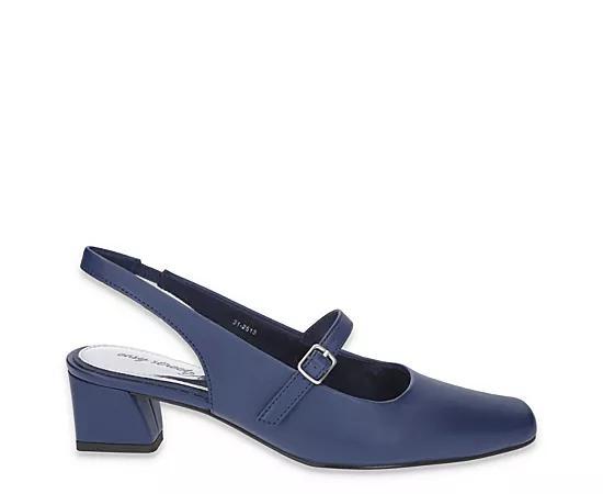 Easy Street Womens Cameo Square Toe Slingback Pumps Blue Satin Product Image