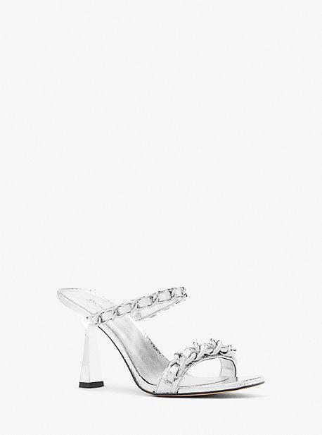 Clara Embellished Metallic Snake Embossed Leather Sandal Product Image
