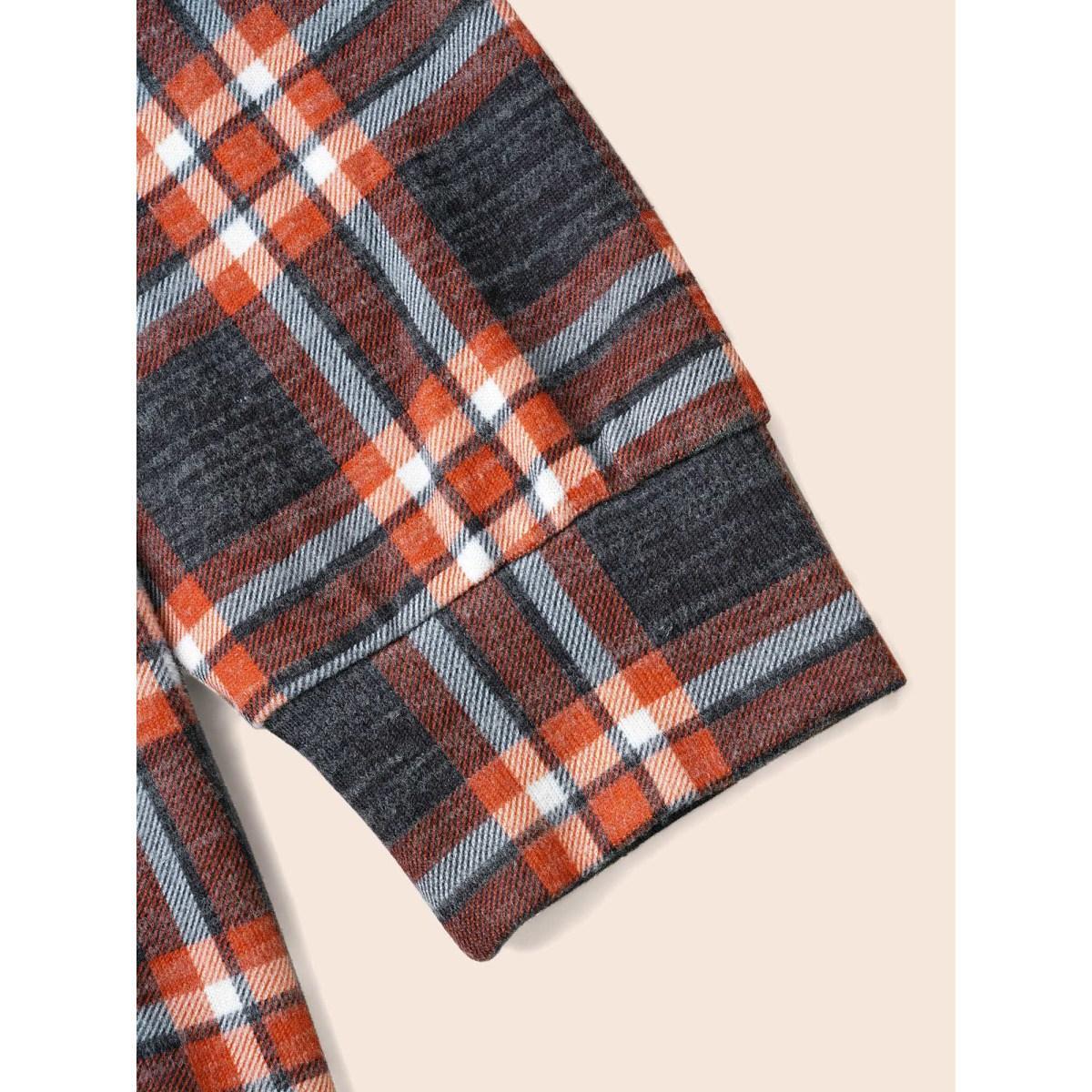 Plus Size Plaid Hooded Drawstring Raglan Sleeve Sweatshirt Women Multicolor Casual Drawstring Hooded Everyday Sweatshirts BloomChic 22-24/3X Product Image