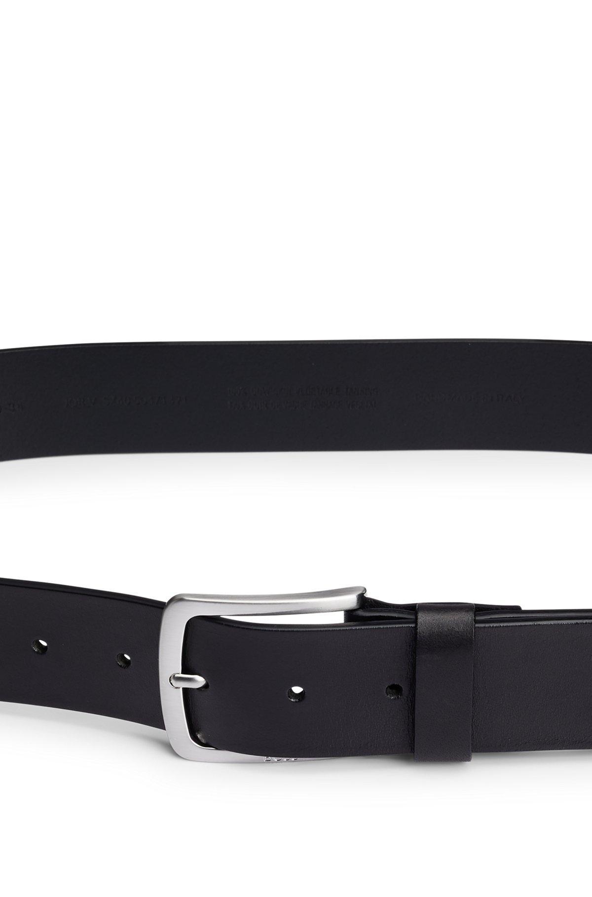 BOSS - Italian-leather belt with logo-engraved buckle - Black Product Image